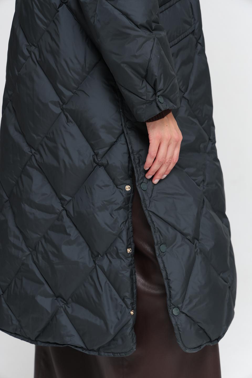 Пальто Marc Cain стеганое тёмно-зелёное