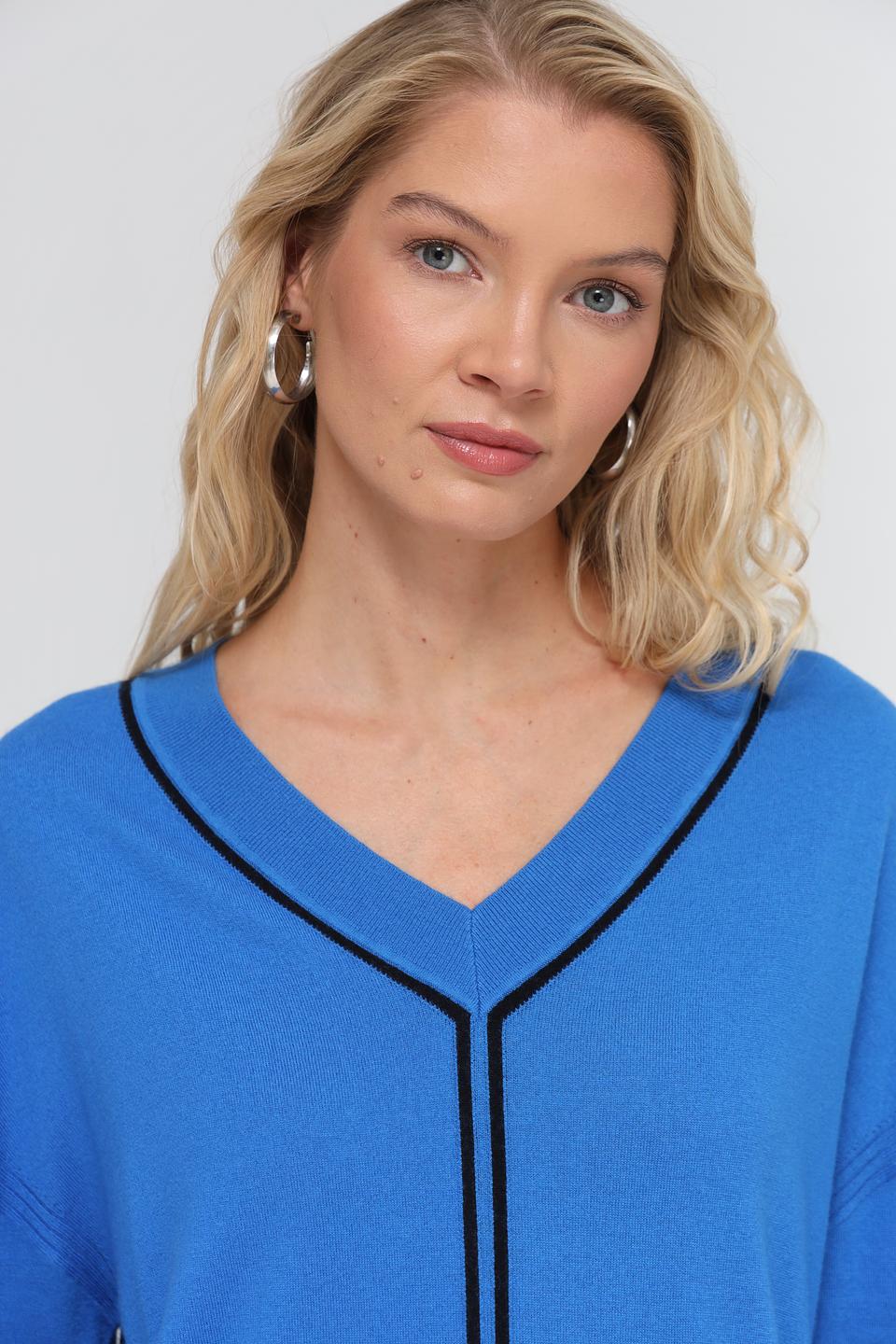 Пуловер Marc Cain V-образный вырез синий