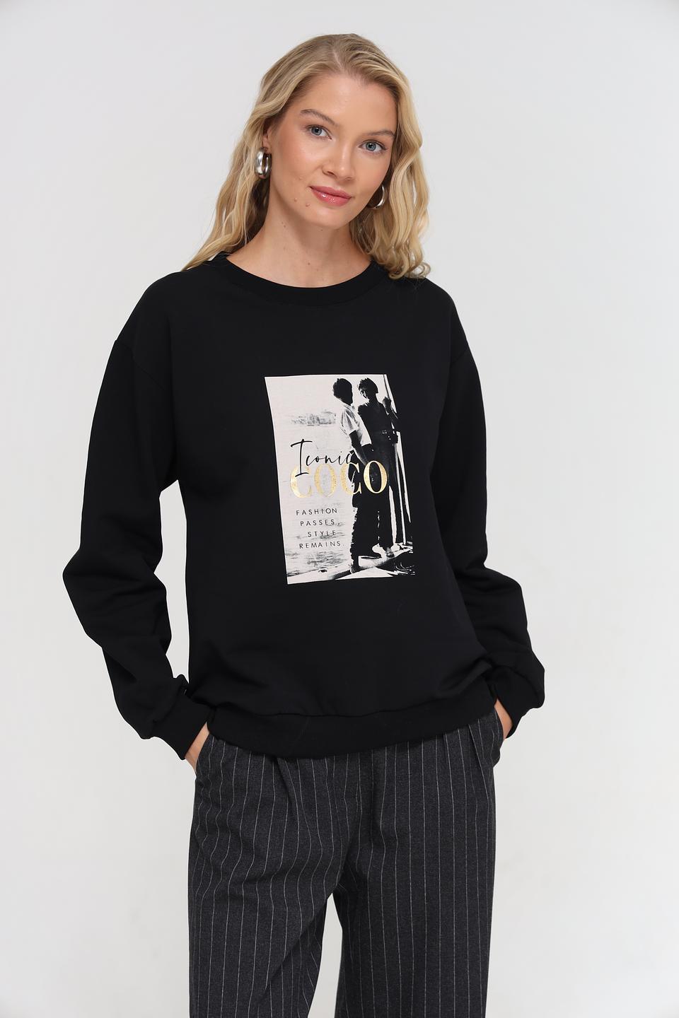 Пуловер UNQ с принтом Coco чёрный