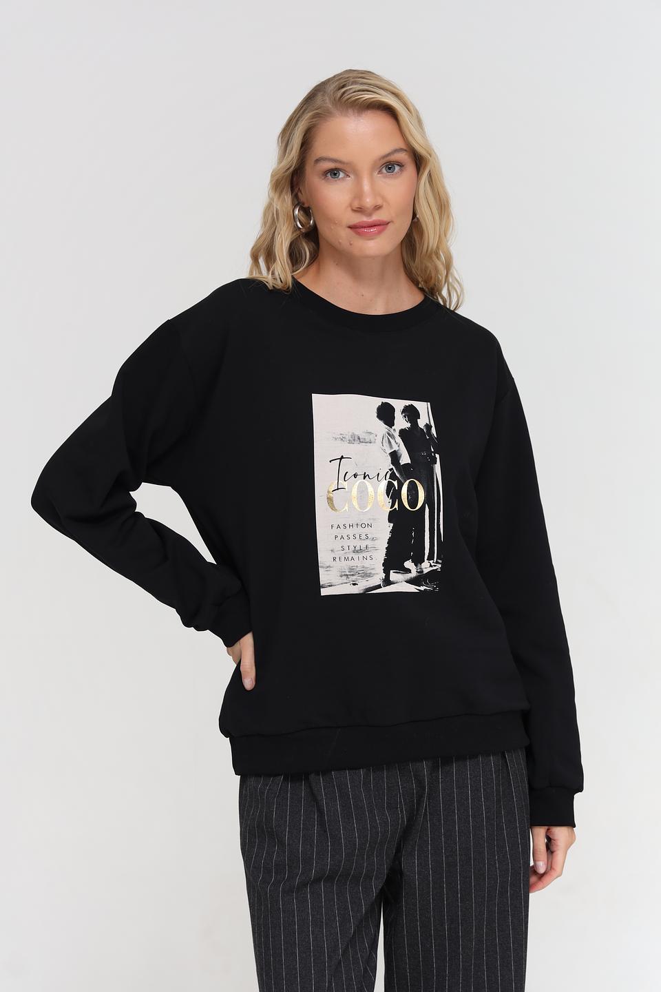 Пуловер UNQ с принтом Coco чёрный