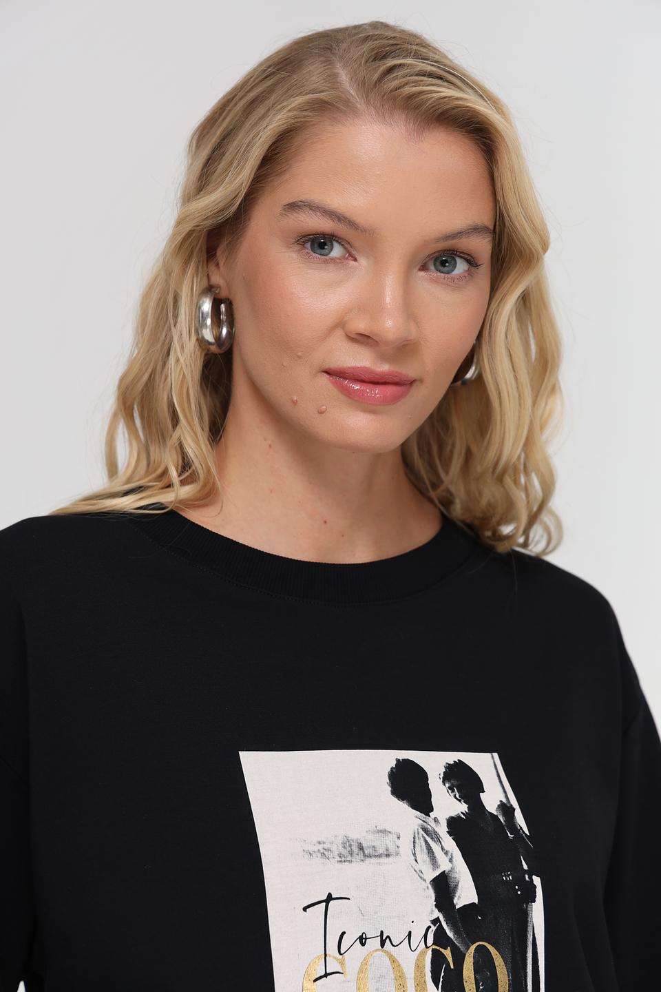 Пуловер UNQ с принтом Coco чёрный