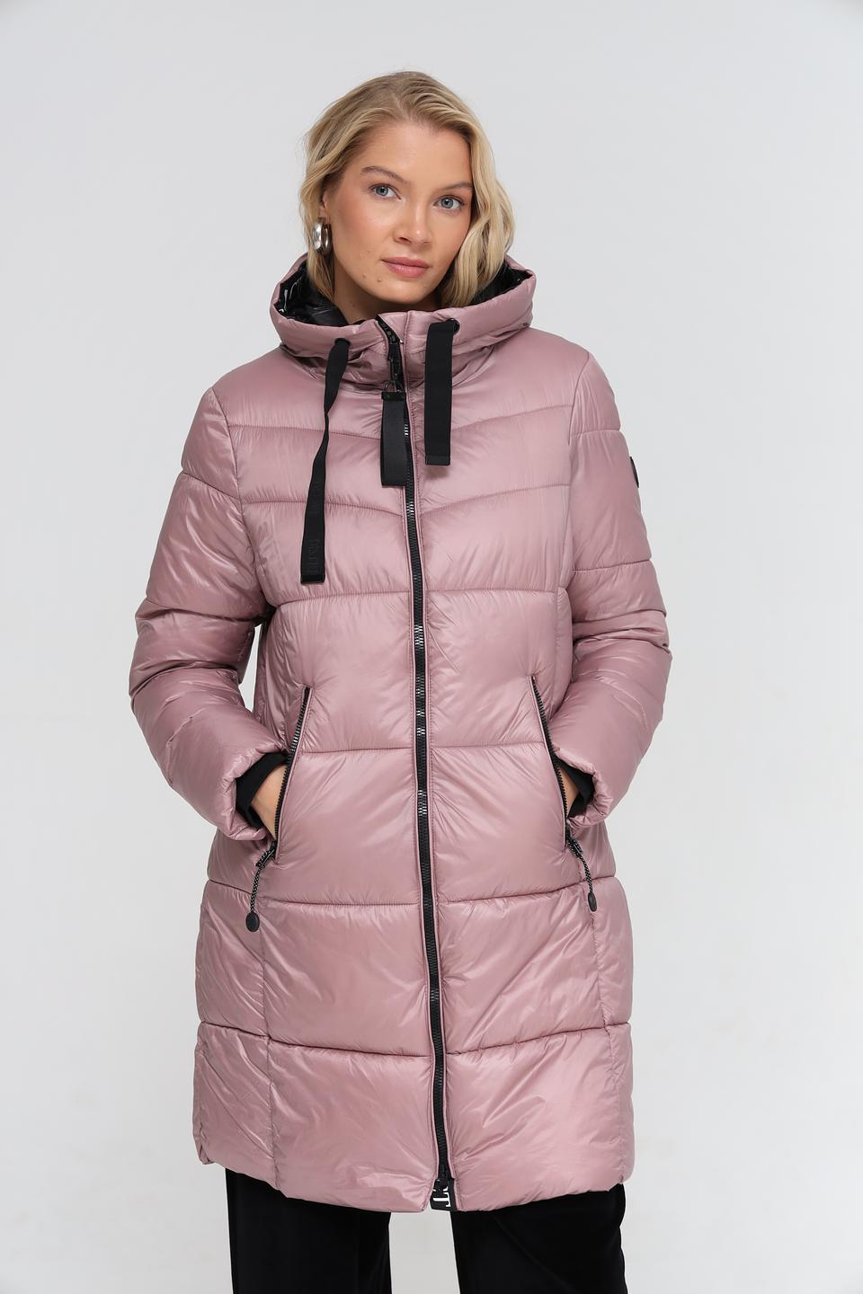 Пальто District стеганое пудровое