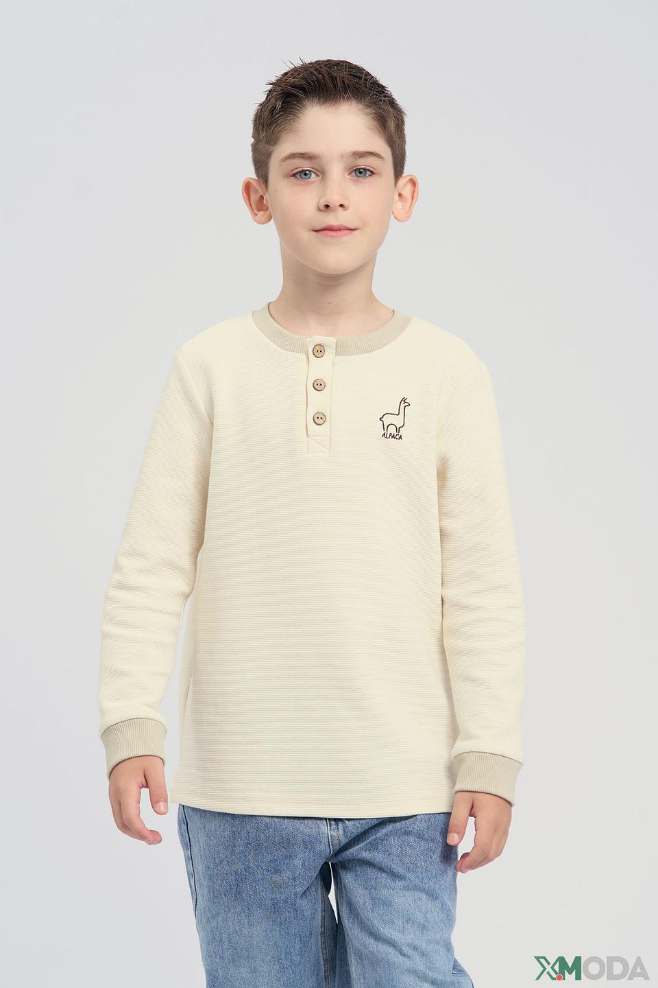 Джемпер Choupette для мальчика молочного цвета с вышивкой