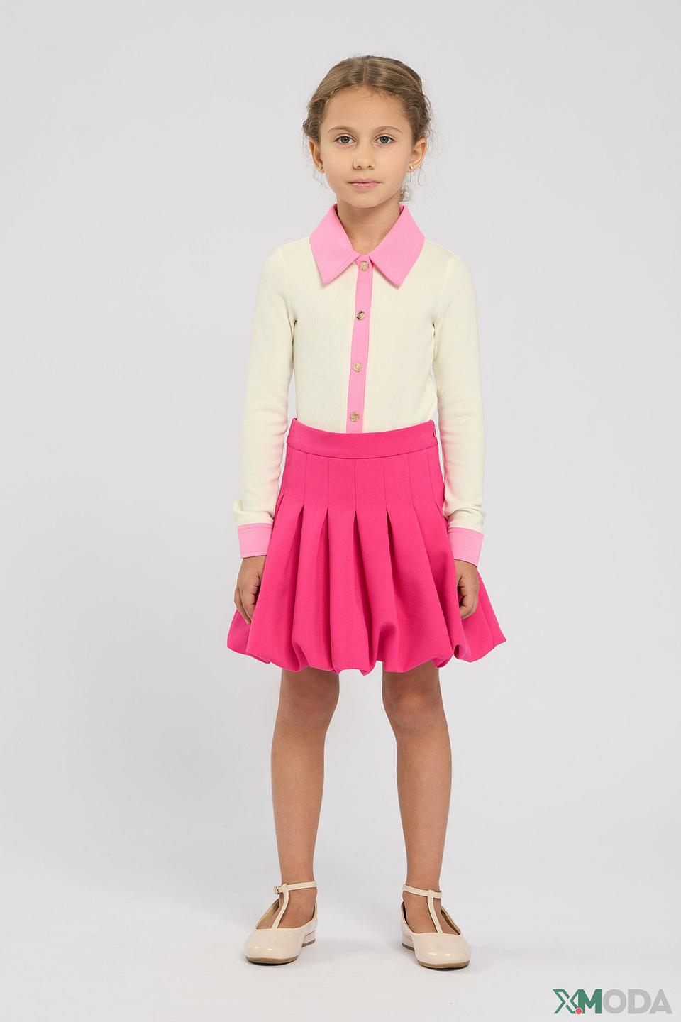 Блуза Choupette дев. с розовым воротником