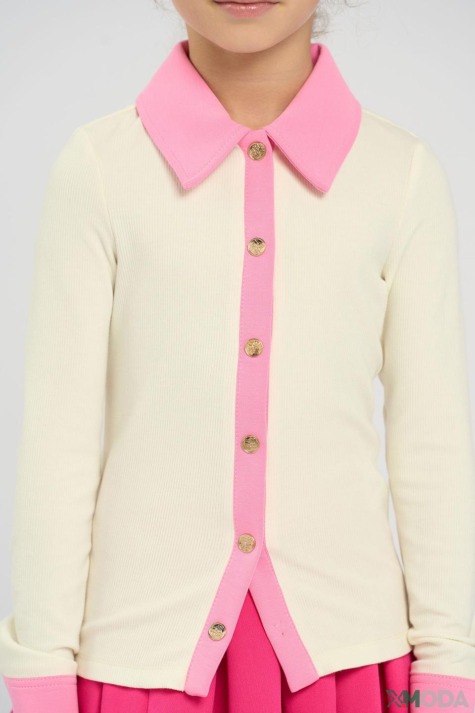 Блуза Choupette дев. с розовым воротником