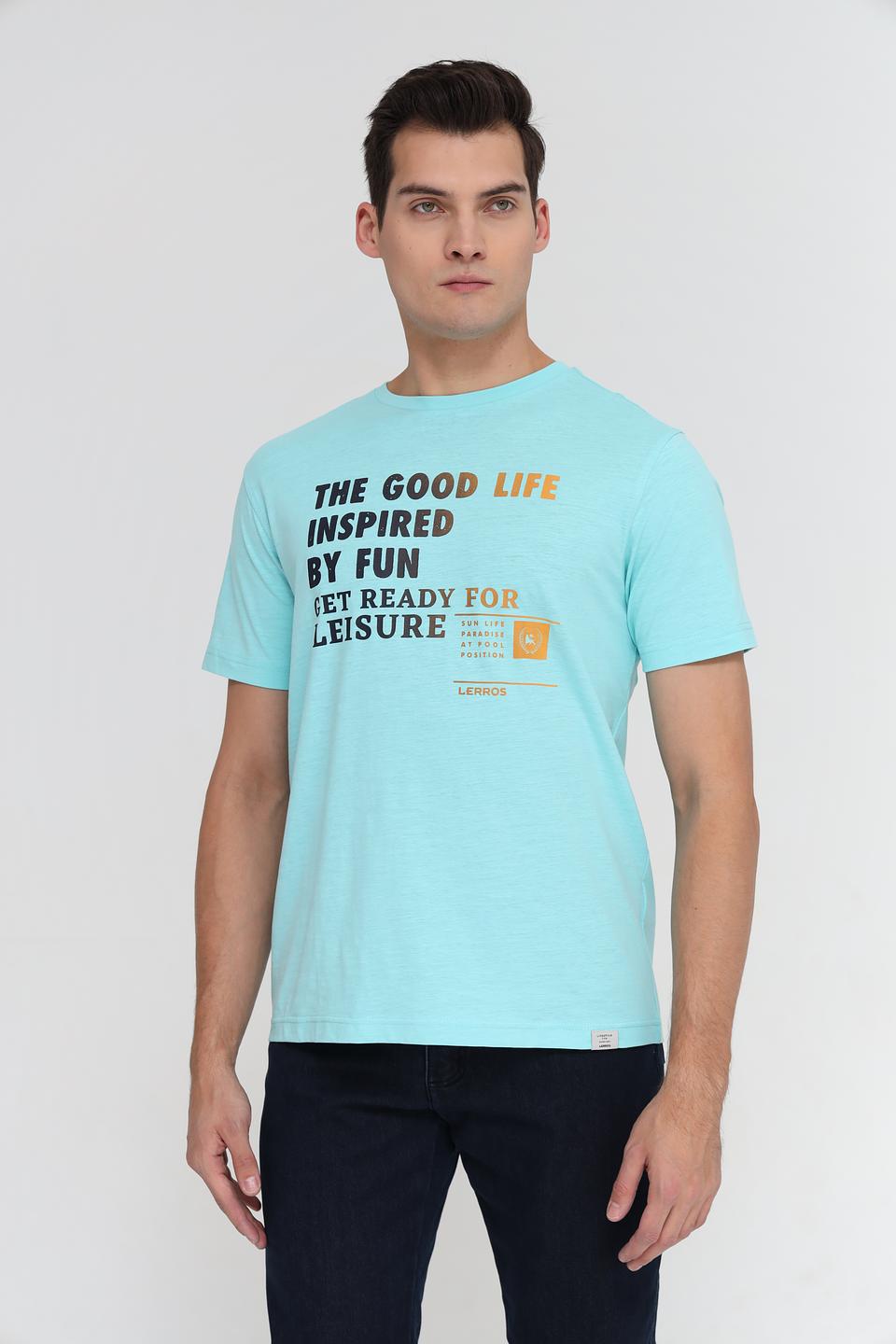 Футболка Lerros с принтом бирюзовая