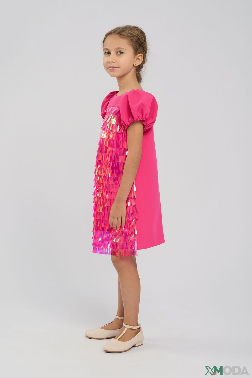 Платье Choupette дев. с бахромой розовое