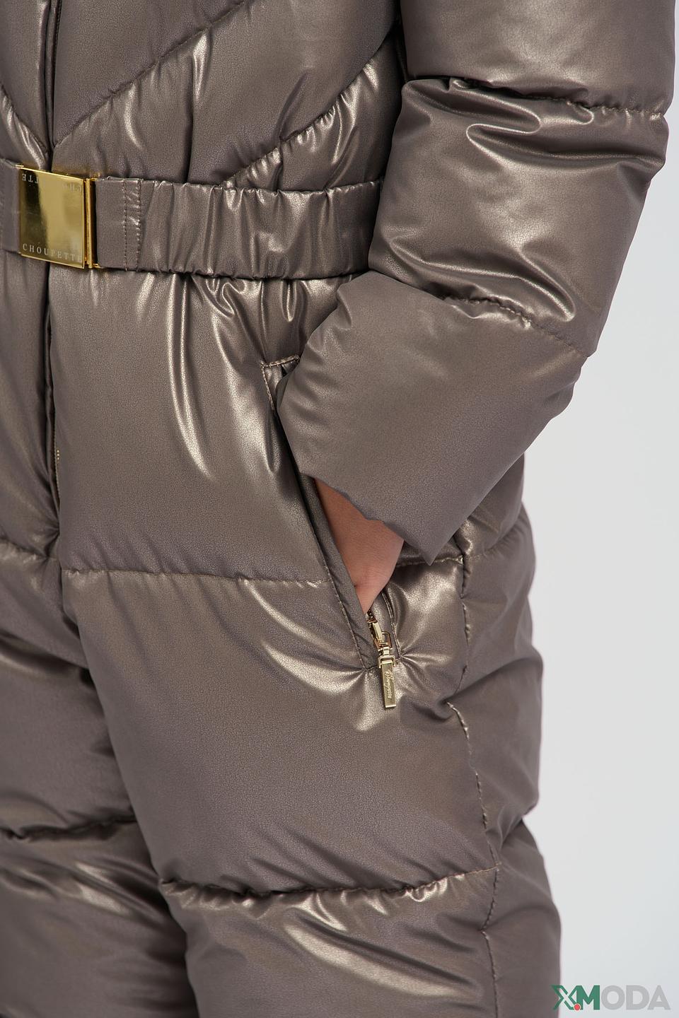 Комбинезон Choupette, Золотистый, с меховой отделкой