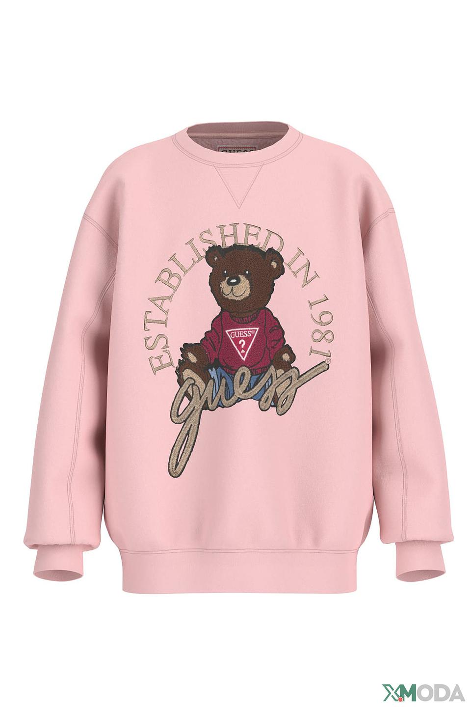 Джемпер Guess дев. с медведем розовый