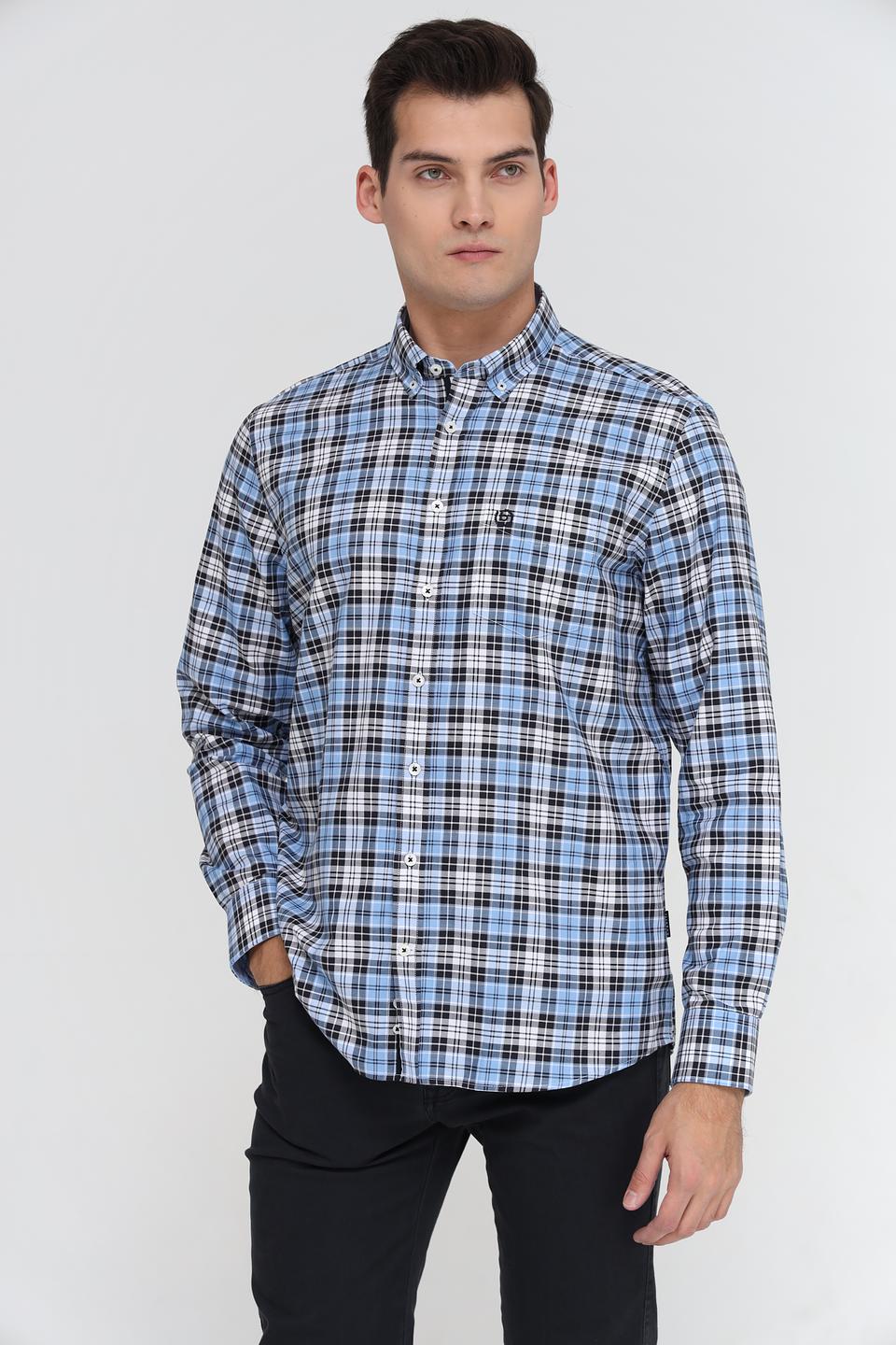 Рубашка Bugatti в клетку голубая