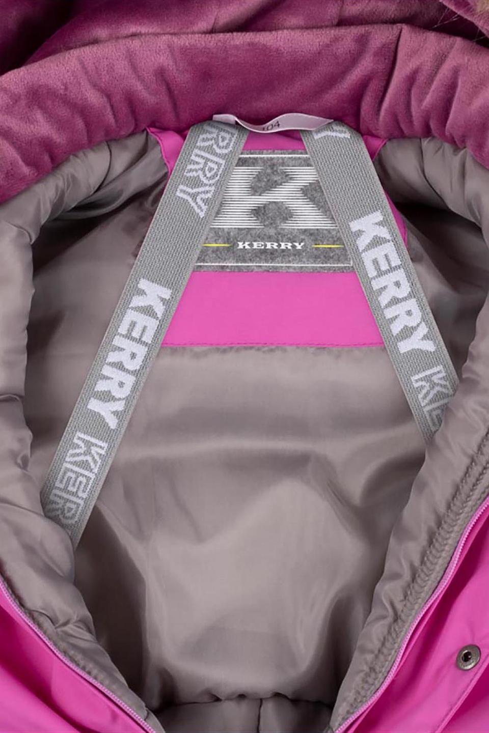 Комбинезон Kerry розовый с синим для девочек с меховой отделкой