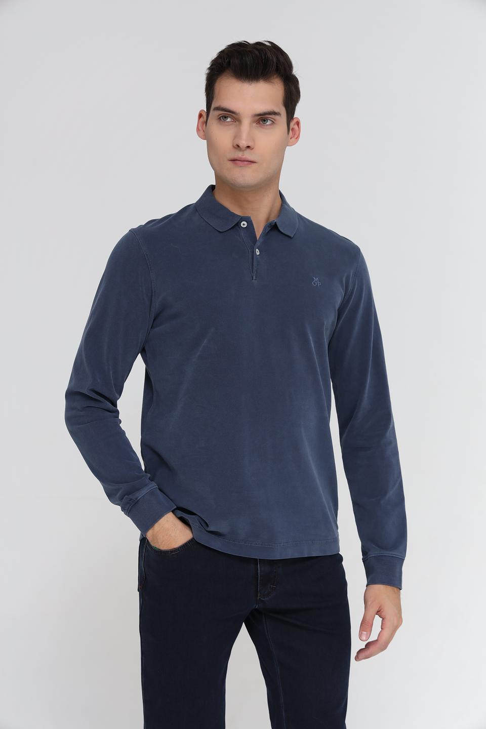 Поло Marc O Polo men синее с длинным рукавом