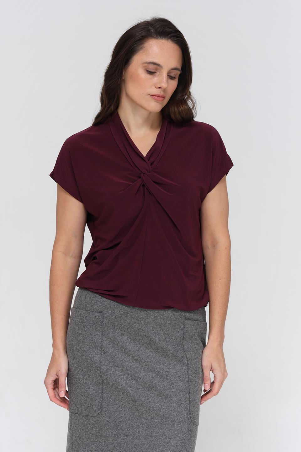Блуза Bianca с запахом бордовая