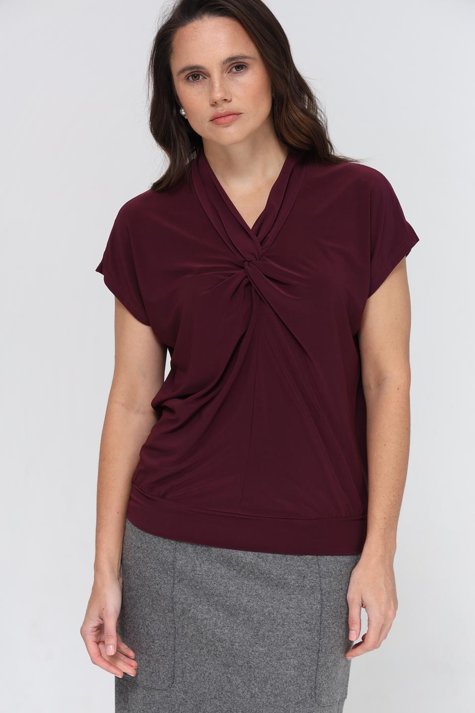 Блуза Bianca с запахом бордовая