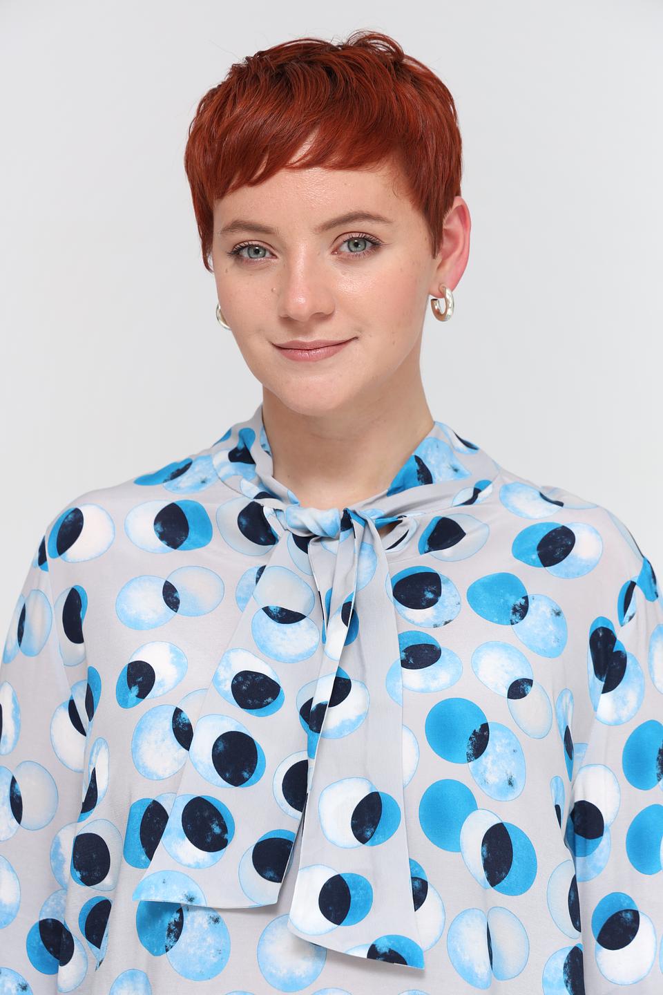 Блуза Frank Walder в горошек голубой