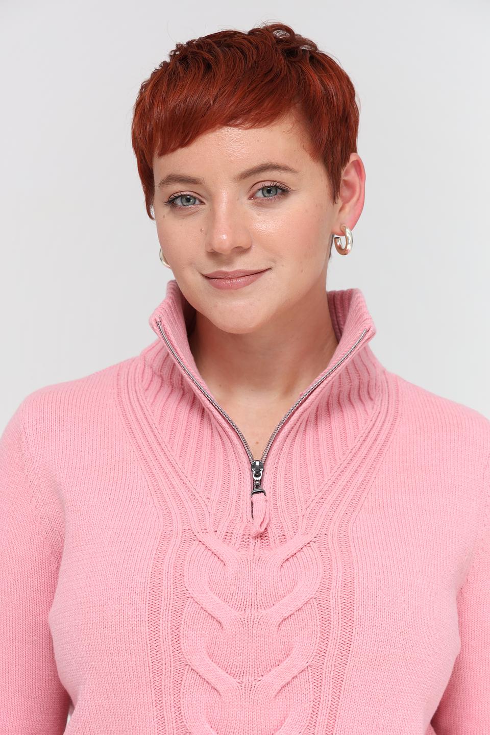 Пуловер Olsen с косами розовый