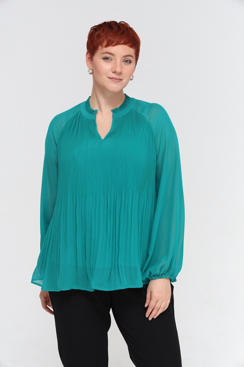 Блуза Samoon плиссированная изумрудная