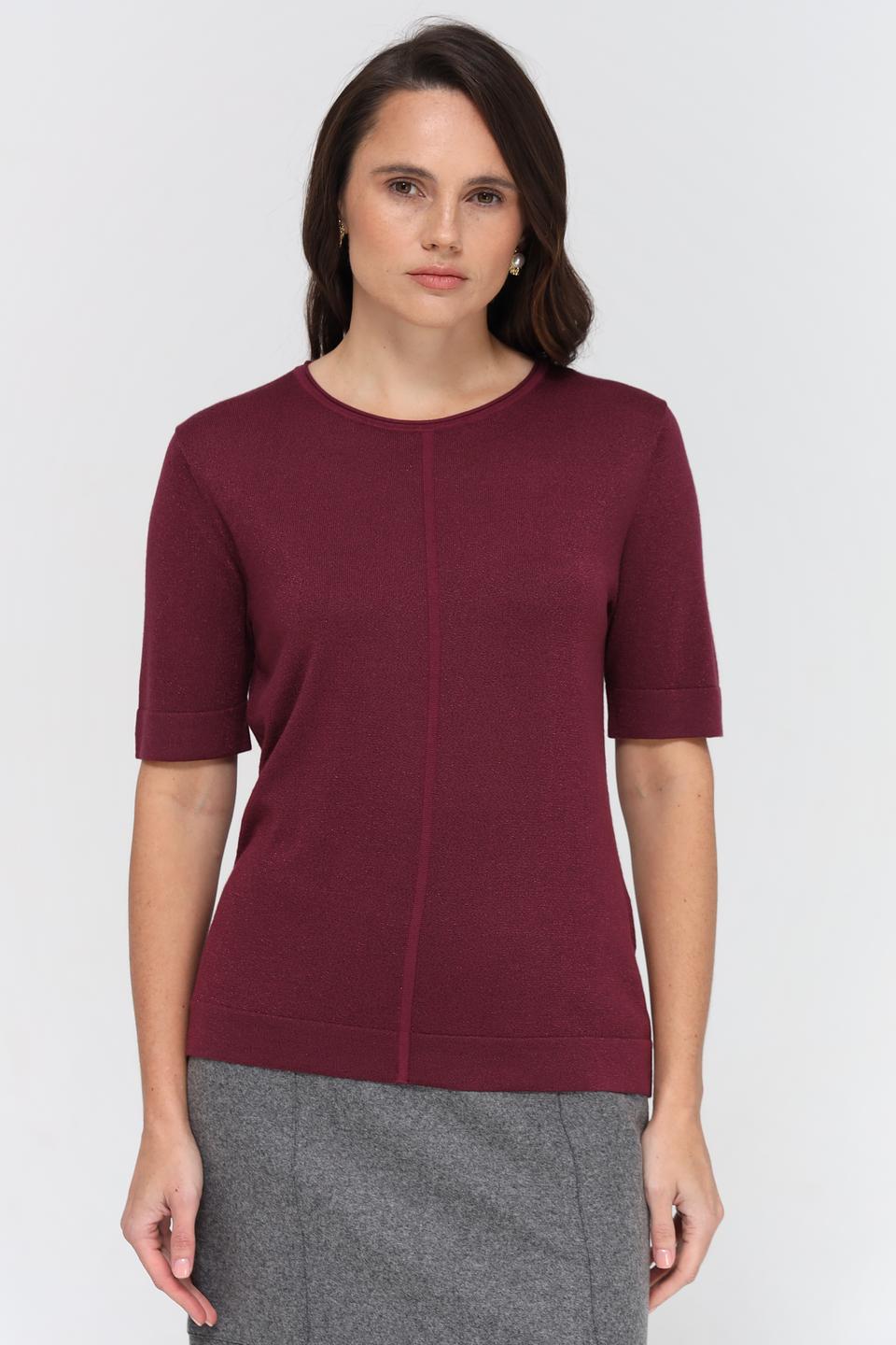 Пуловер Bianca с 3/4 рукавом бордовый
