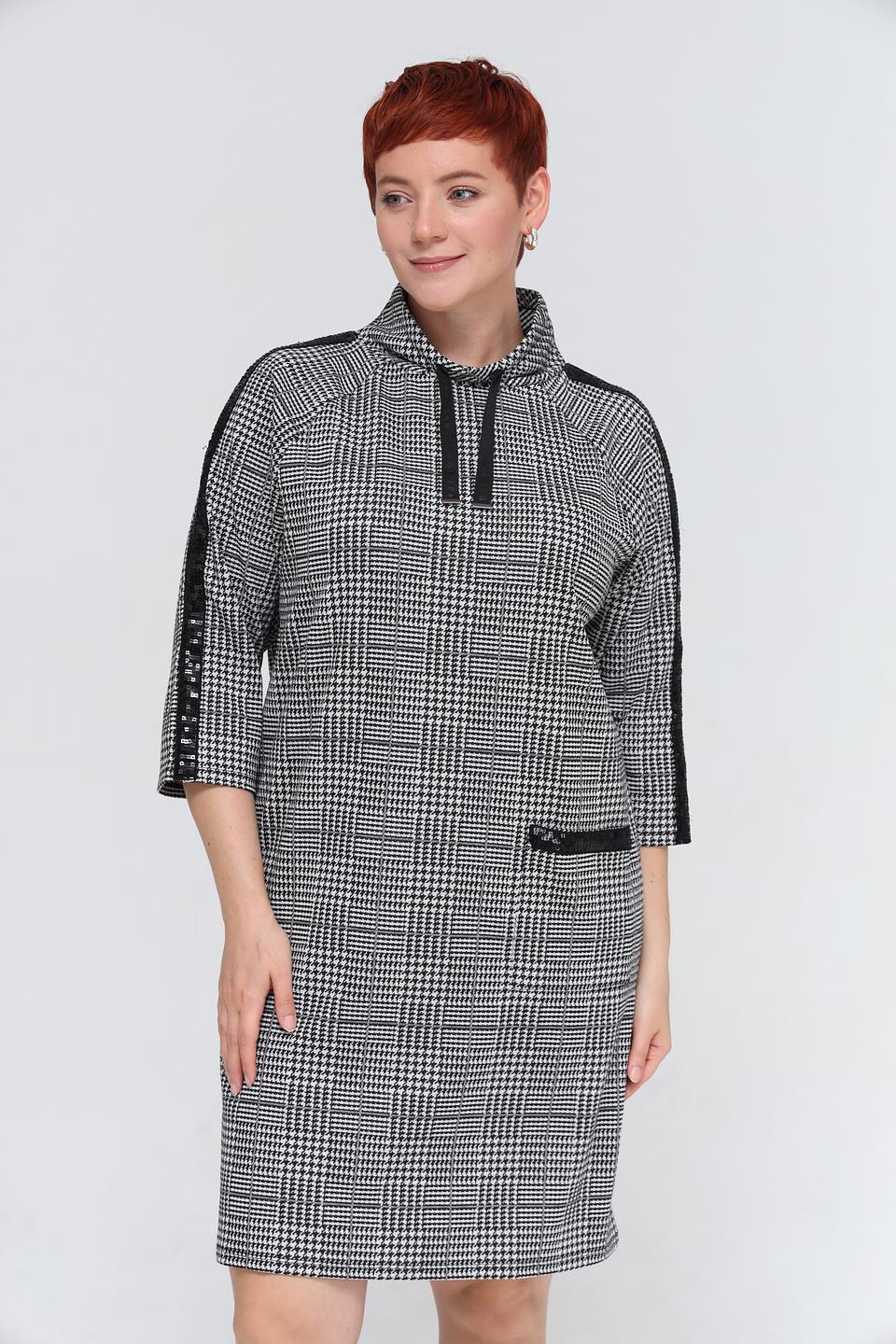 Платье Lebek в клетку с капюшоном