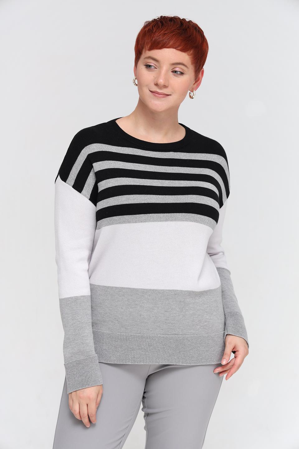 Пуловер Lebek в полоску серый