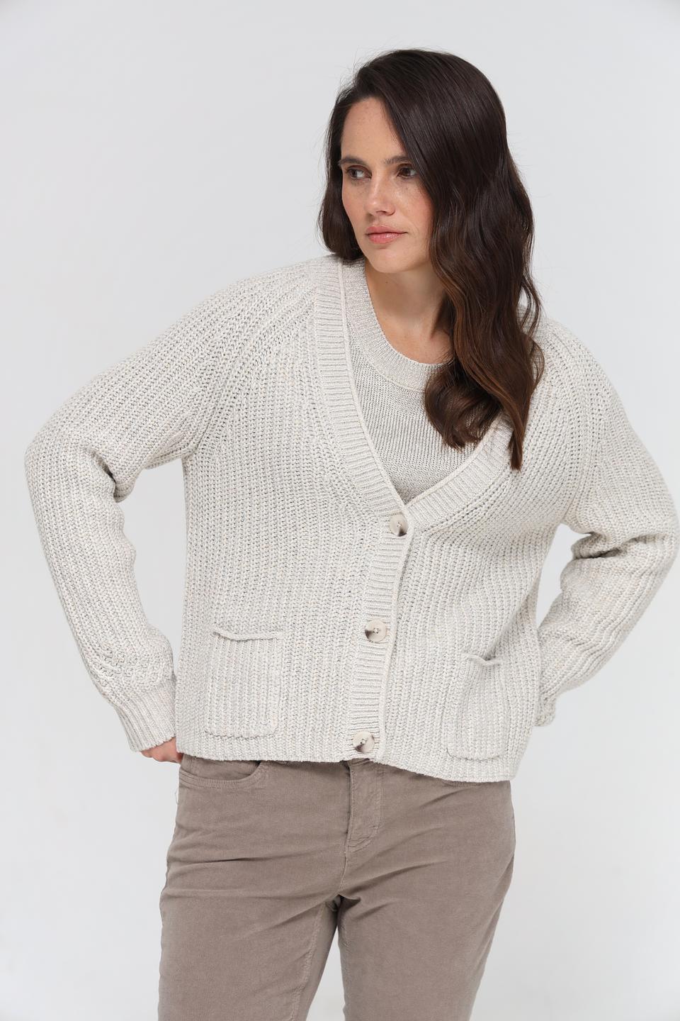 Жакет Oui вязаный бежевый
