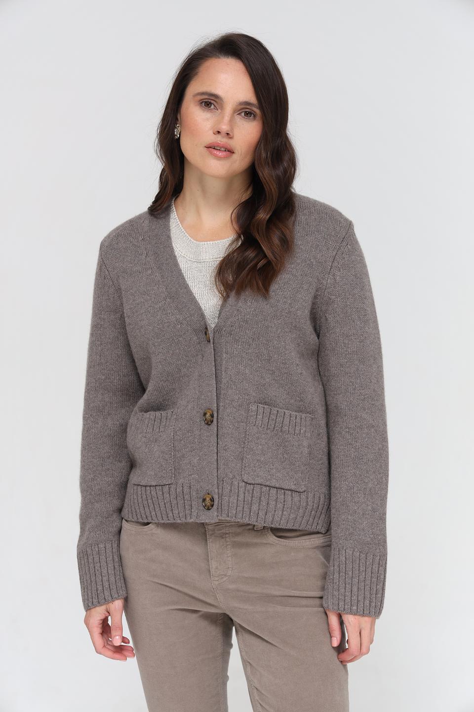 Жакет Oui вязаный серый