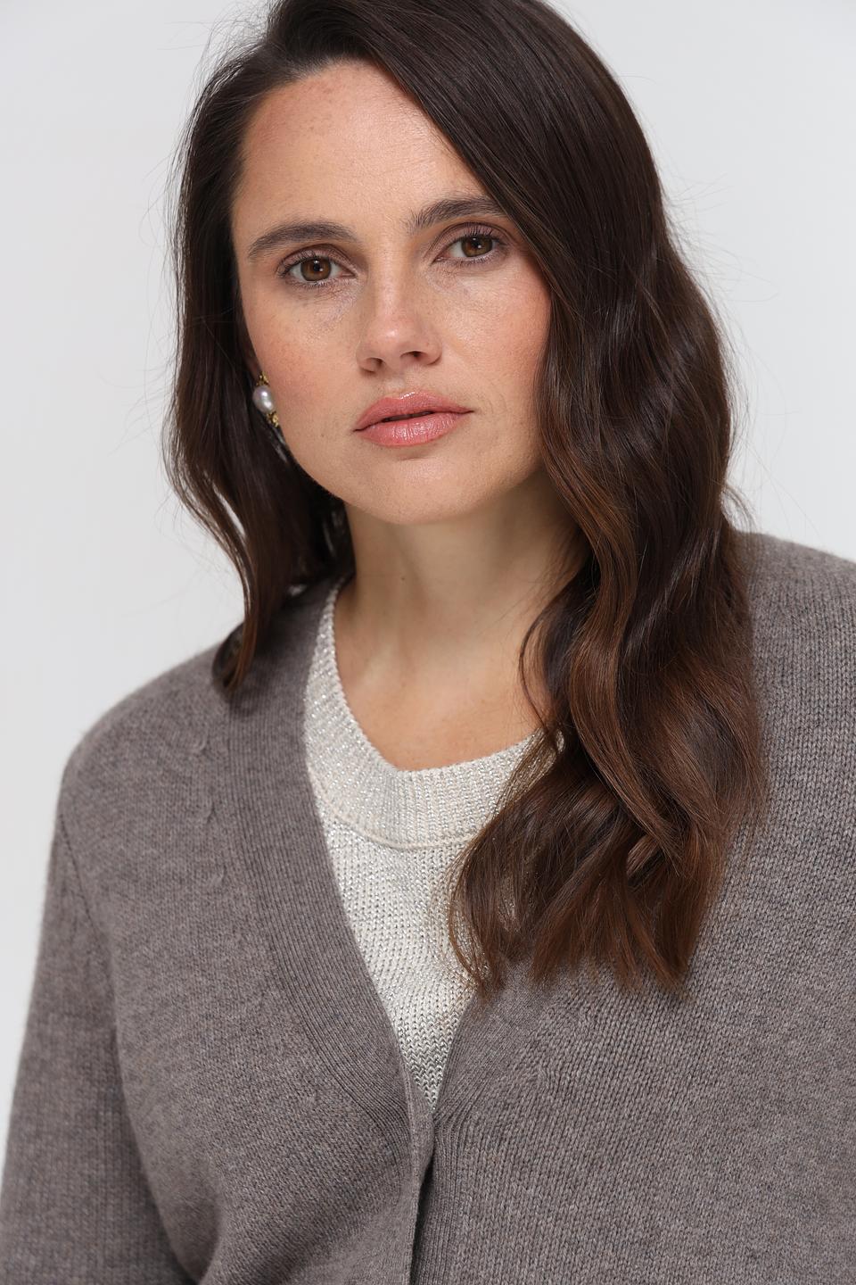 Жакет Oui вязаный серый