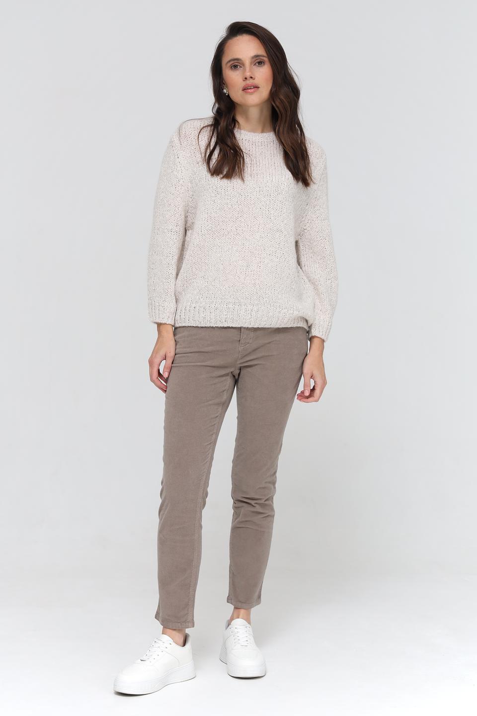 Пуловер Oui вязаный бежевый