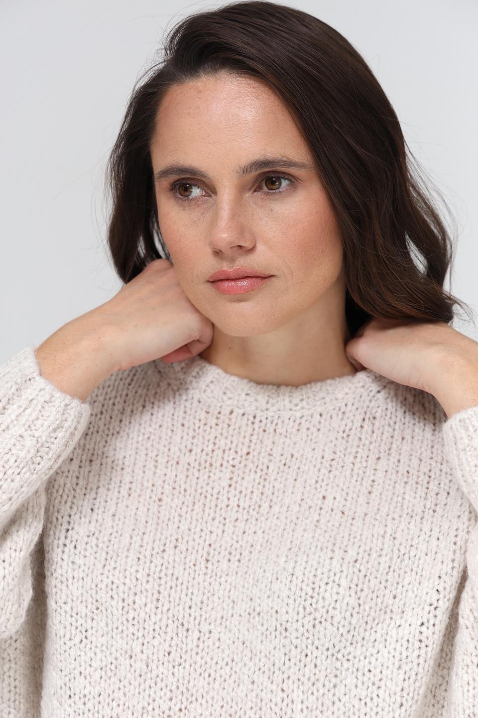 Пуловер Oui вязаный бежевый