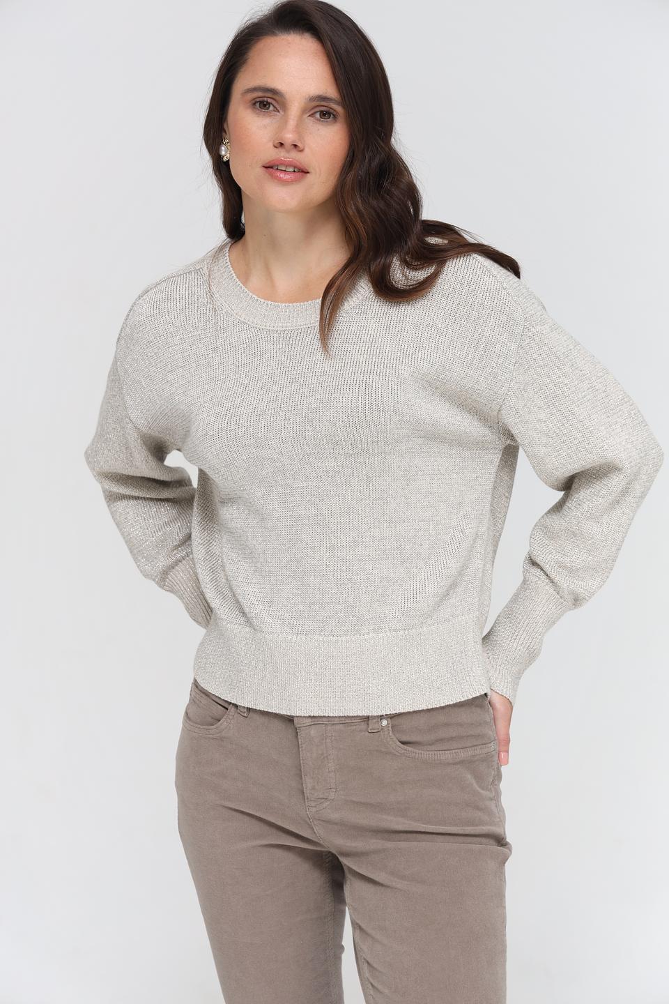 Пуловер Oui бежевый с люрексом