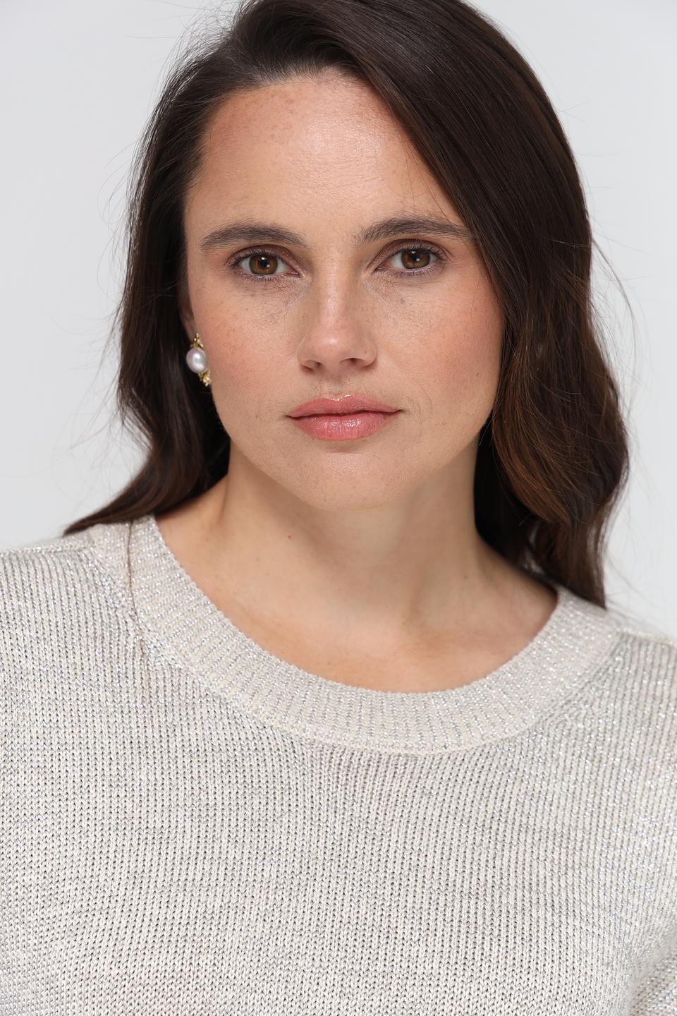 Пуловер Oui бежевый с люрексом