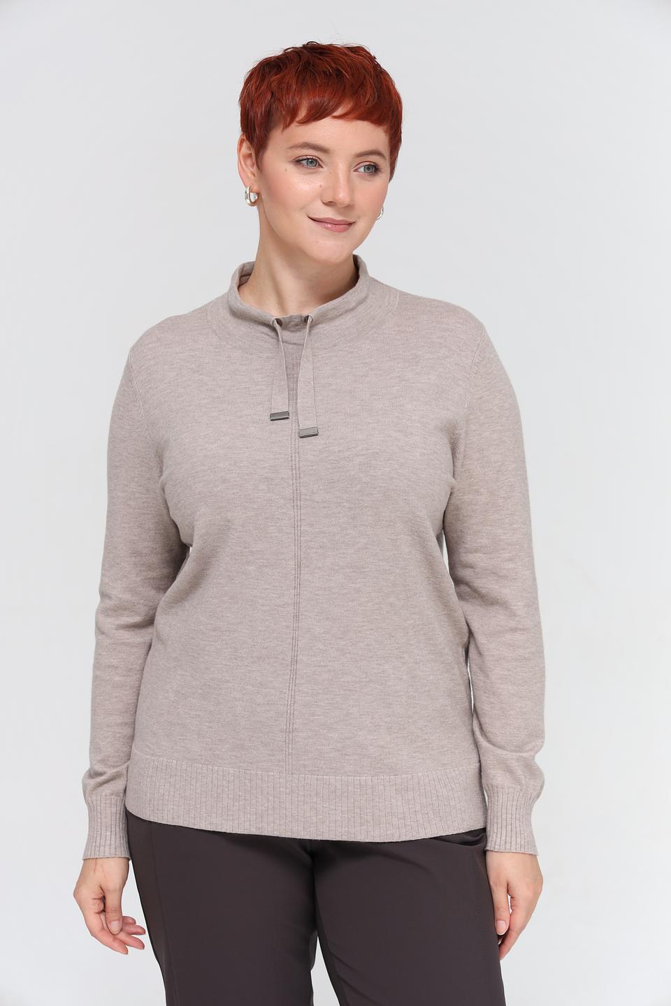 Пуловер Lebek с воротником-стойкой бежевый