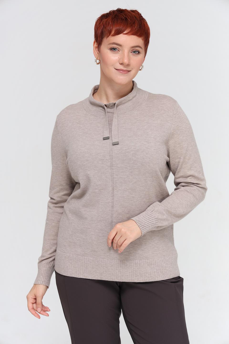 Пуловер Lebek с воротником-стойкой бежевый