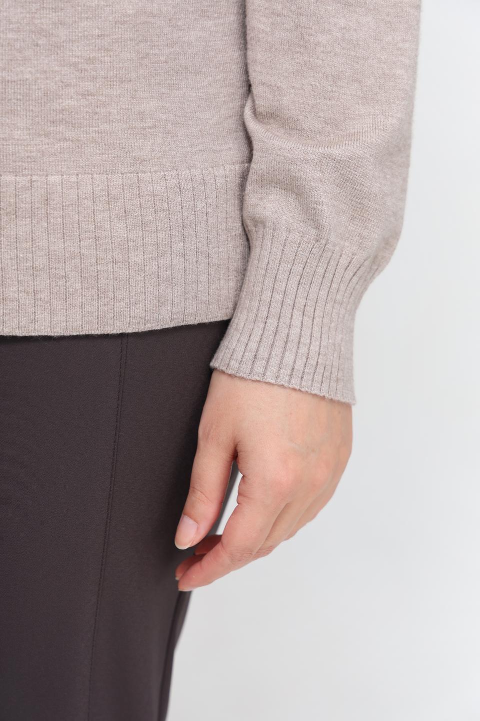 Пуловер Lebek с воротником-стойкой бежевый