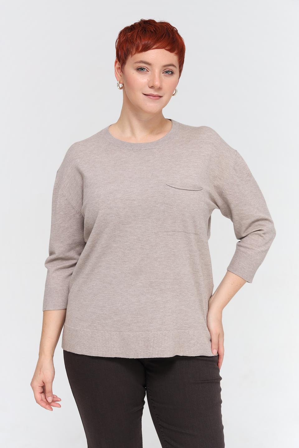 Пуловер Lebek с карманом бежевый