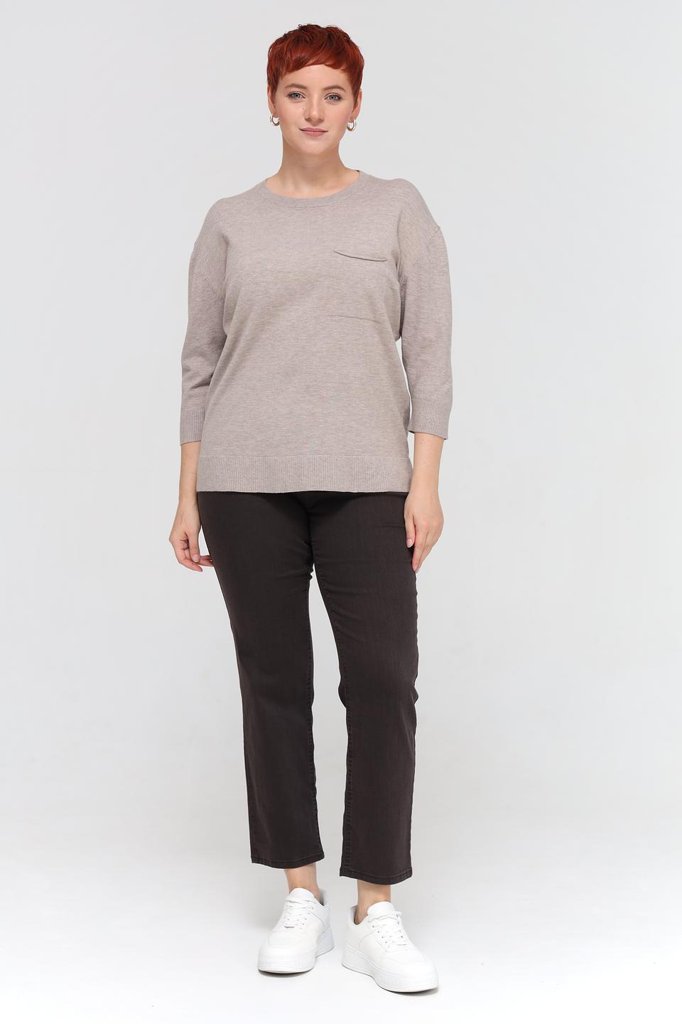 Пуловер Lebek с карманом бежевый