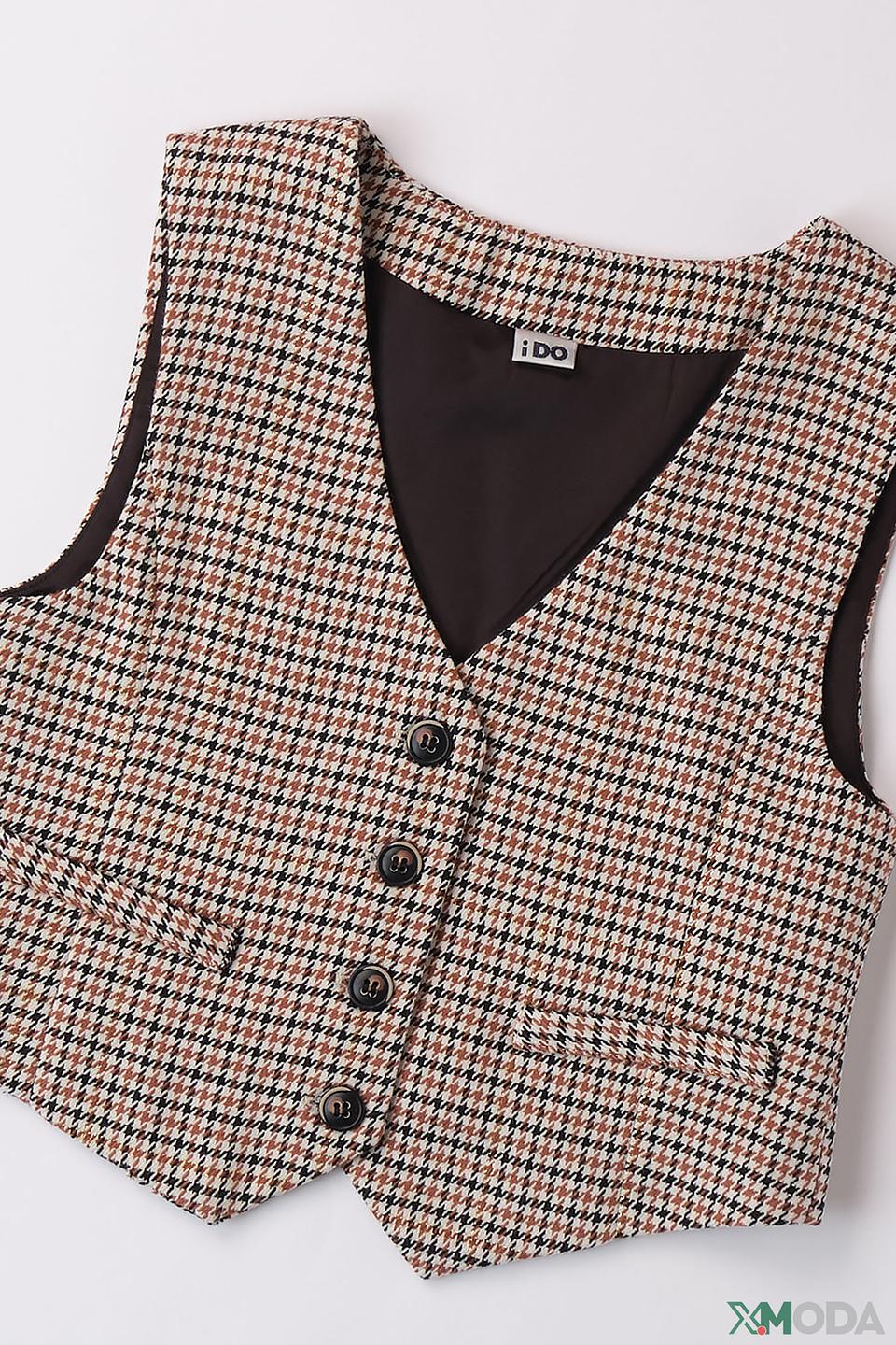 Жилет Ido дев. клетка коричневый