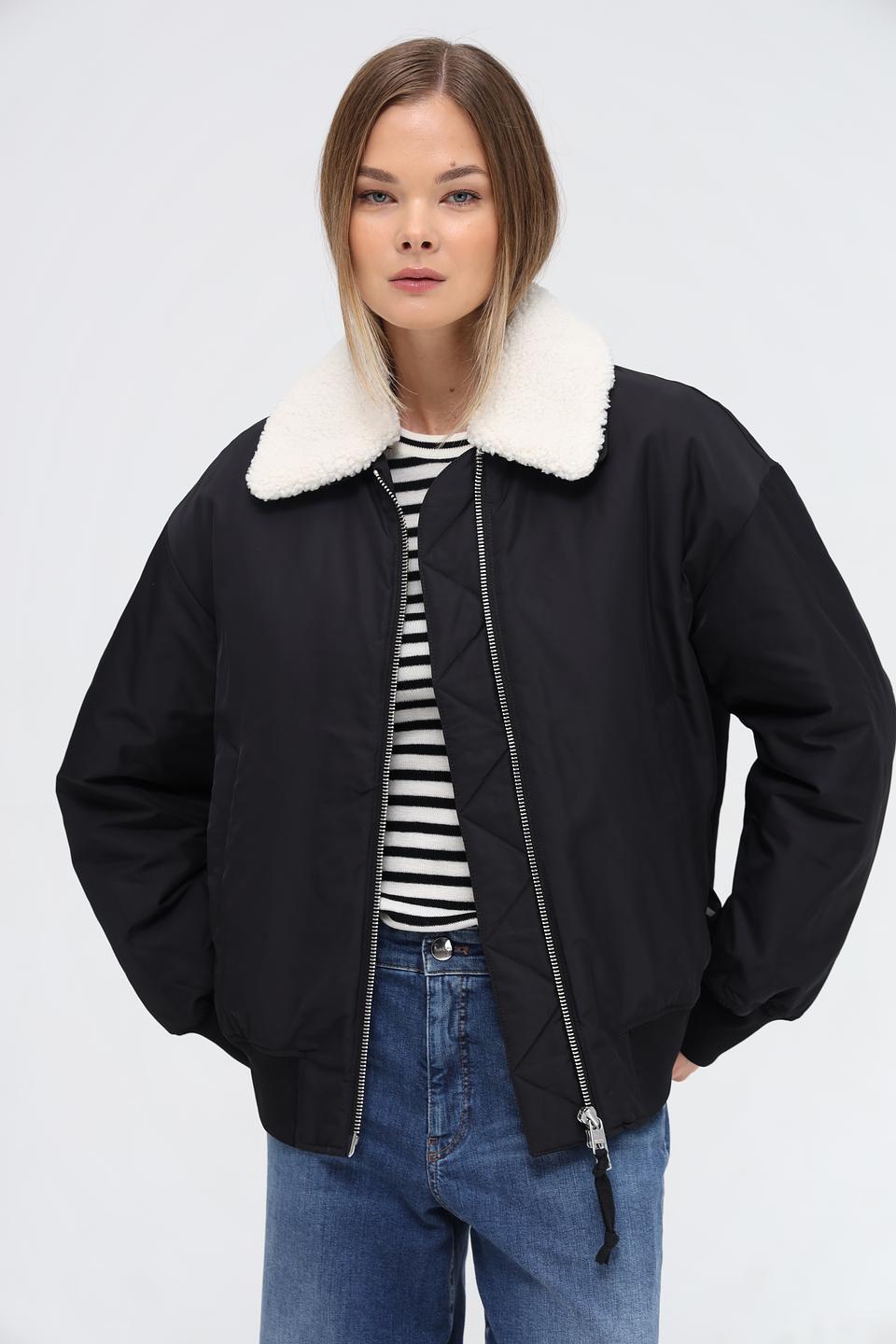 Куртка Marc O Polo DENIM с меховым воротником чёрная