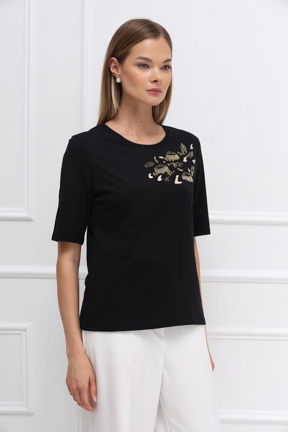 Футболка Taifun с вышивкой чёрная
