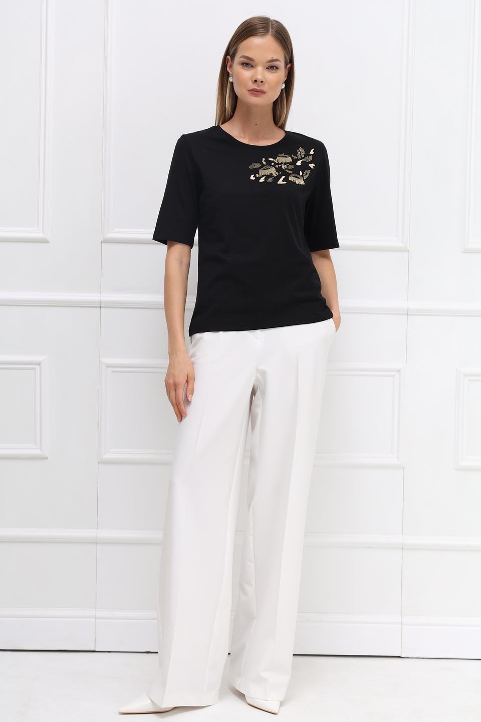 Футболка Taifun с вышивкой чёрная