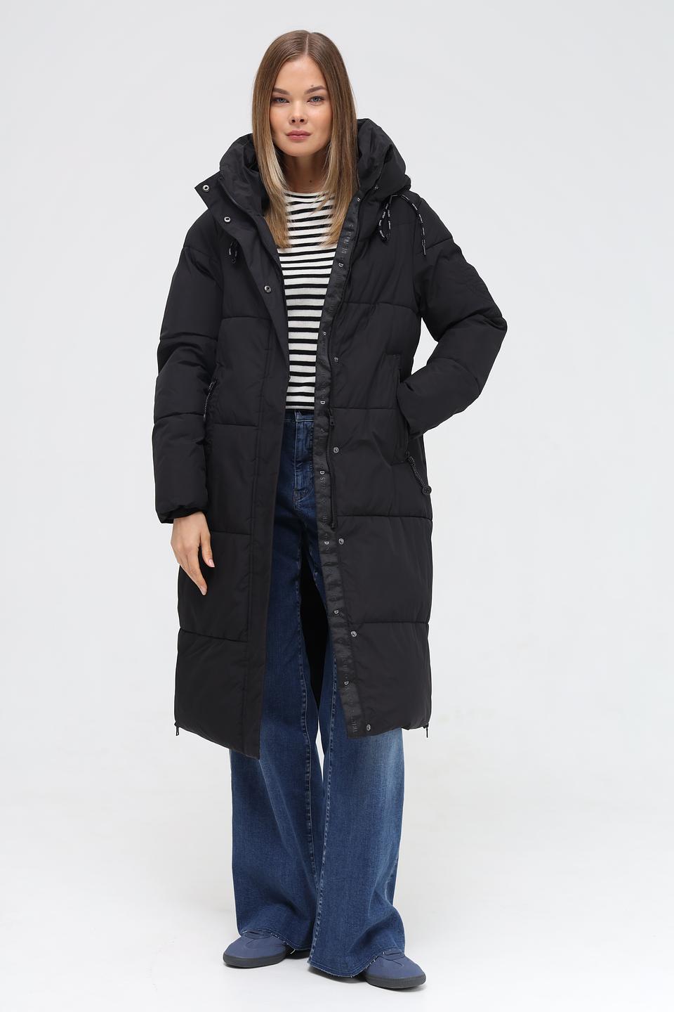 Пальто District стеганое чёрное