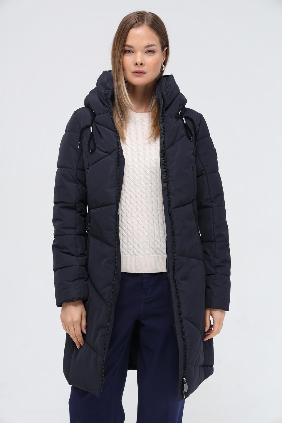 Пальто District стеганое чёрное