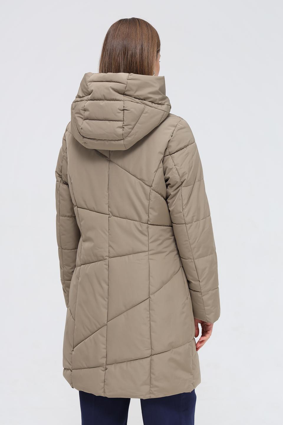 Пальто District стеганое бежевое
