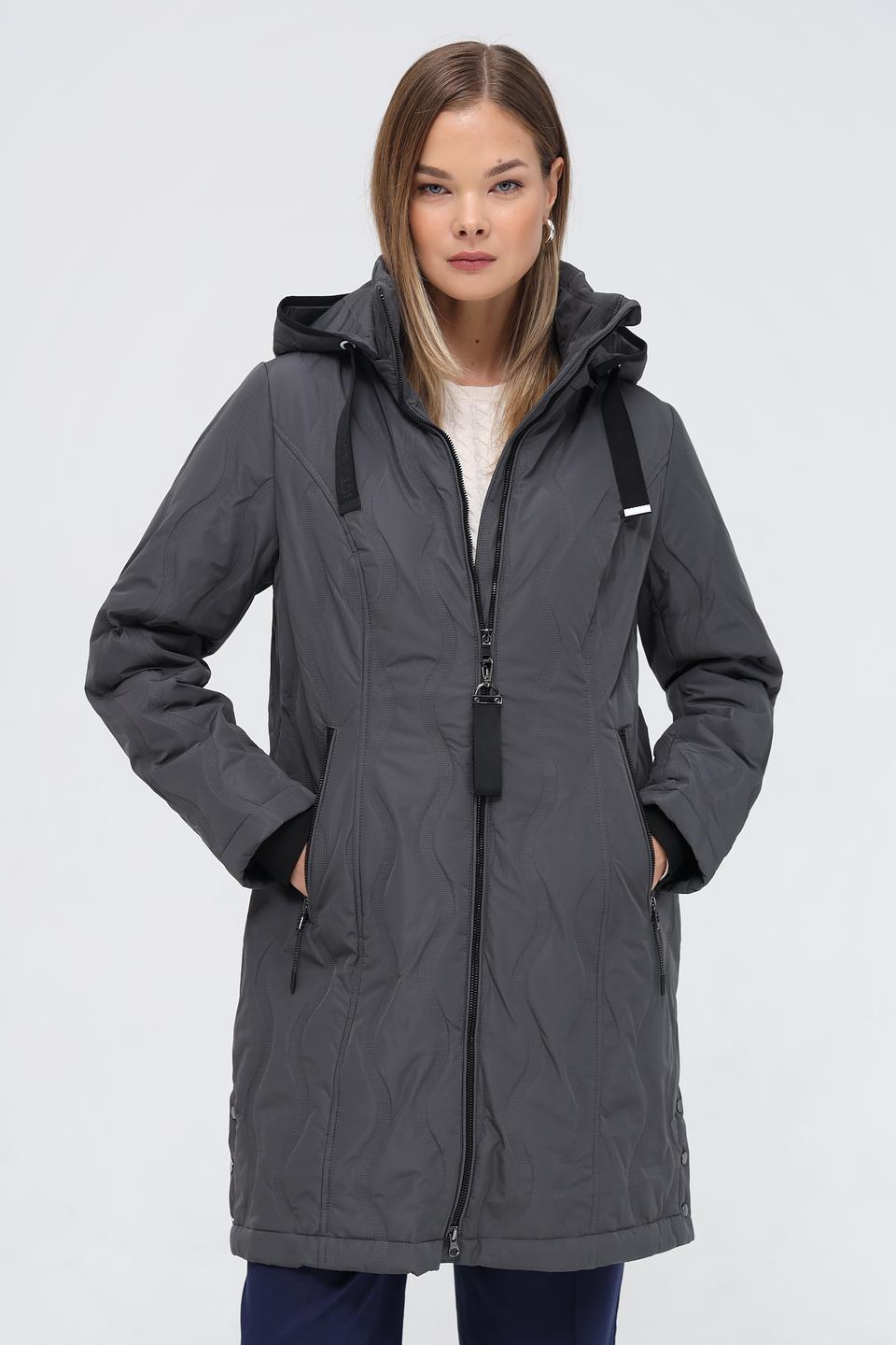 Пальто District стеганое серое