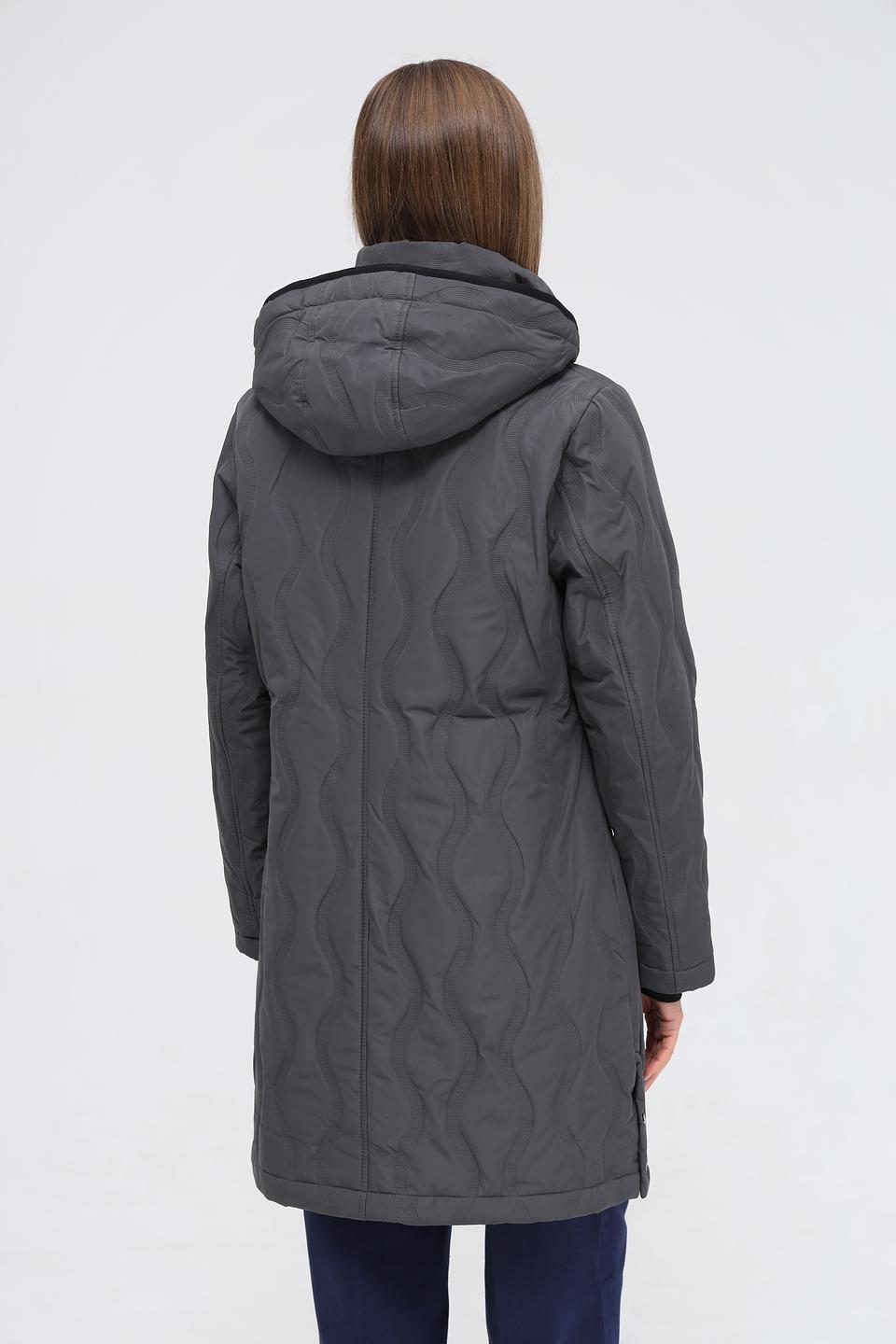 Пальто District стеганое серое