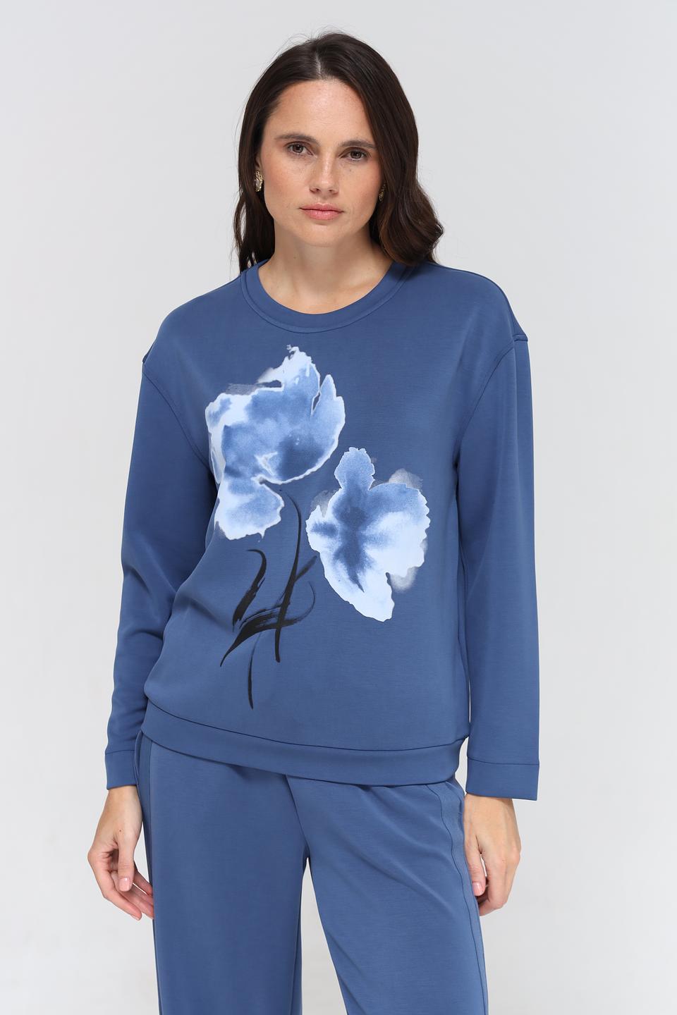 Пуловер Gerry Weber EDITION синий с цветами