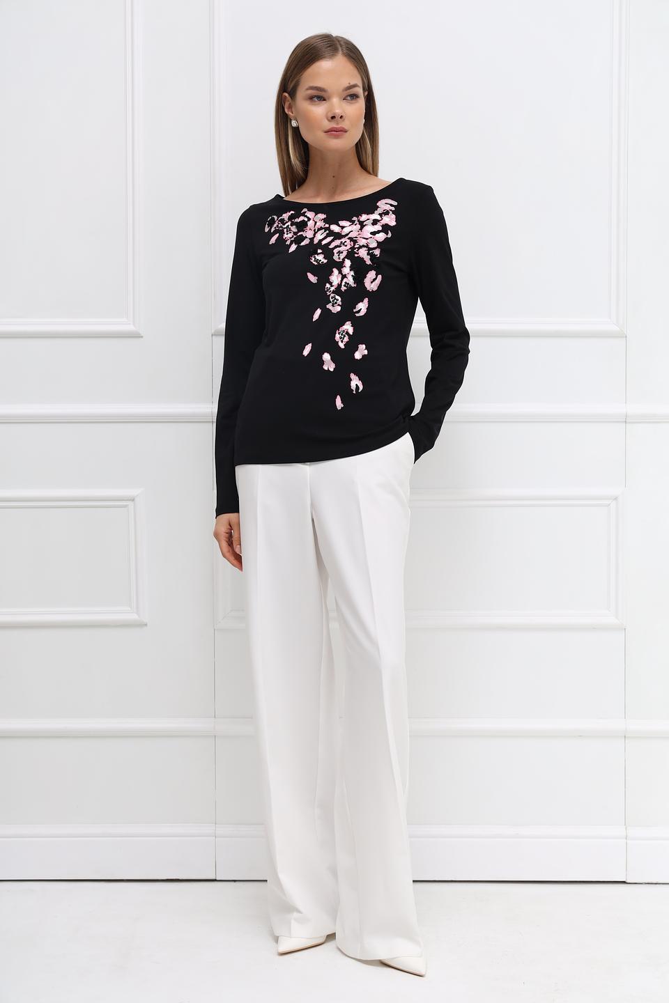 Футболка Taifun с цветами чёрная