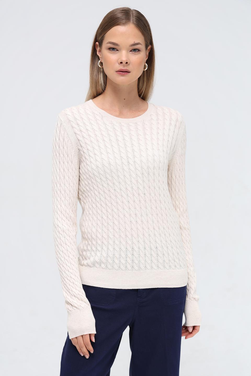 Пуловер Gerry Weber с косами бежевый