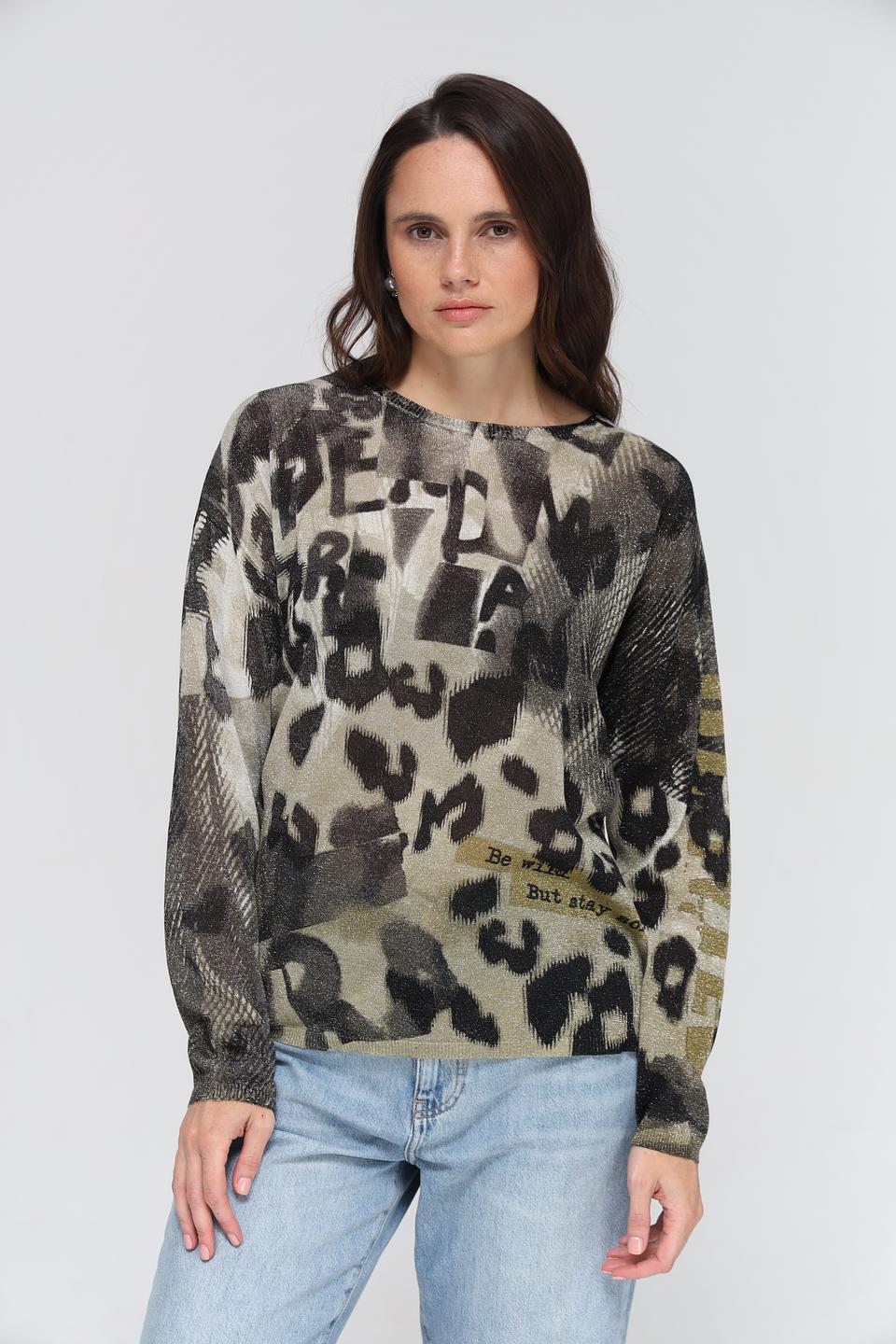 Пуловер Lecomte с леопардовым принтом