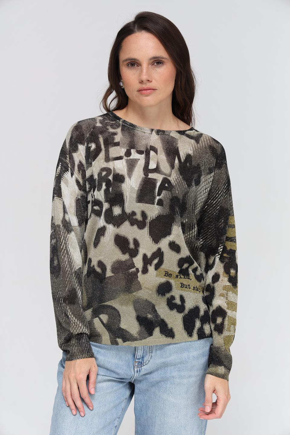 Пуловер Lecomte с леопардовым принтом